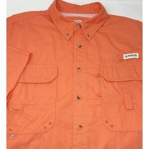 Magellan Outdoor Fish‎ Gear Mens Vented Orange Short Sleeve Shirt Size XL